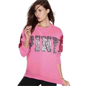 PINK Victoria's Secret Roses bling sweatshirt Large
